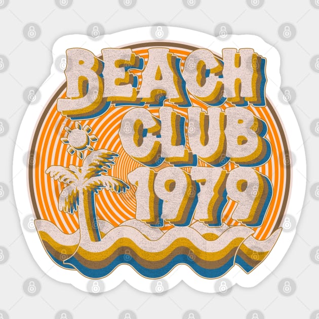 vintage retro beach club 70s 1979 with spirale orange Sticker by lord cobra